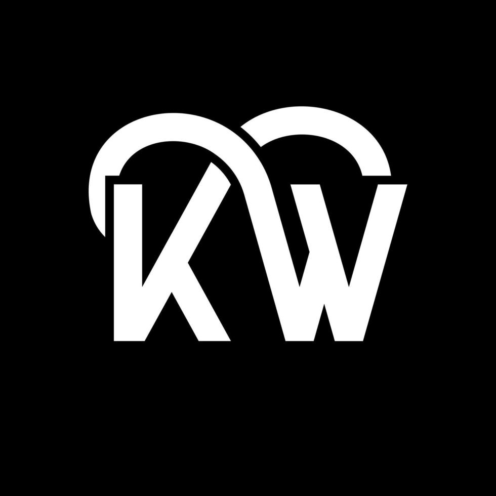 diseño de logotipo de letra kw sobre fondo negro. concepto de logotipo de letra de iniciales creativas kw. diseño de letra kw. kw diseño de letras blancas sobre fondo negro. logotipo de kw, kw vector