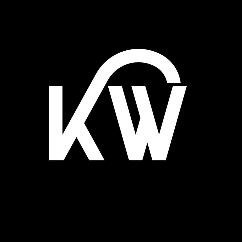 diseño de logotipo de letra kw sobre fondo negro. concepto de logotipo de letra de iniciales creativas kw. diseño de letra kw. kw diseño de letras blancas sobre fondo negro. logotipo de kw, kw vector