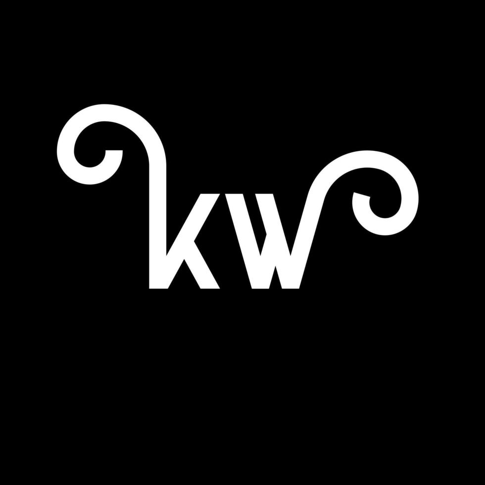 diseño de logotipo de letra kw sobre fondo negro. concepto de logotipo de letra de iniciales creativas kw. diseño de letra kw. kw diseño de letras blancas sobre fondo negro. logotipo de kw, kw vector