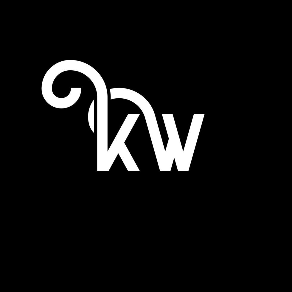 diseño de logotipo de letra kw sobre fondo negro. concepto de logotipo de letra de iniciales creativas kw. diseño de letra kw. kw diseño de letras blancas sobre fondo negro. logotipo de kw, kw vector