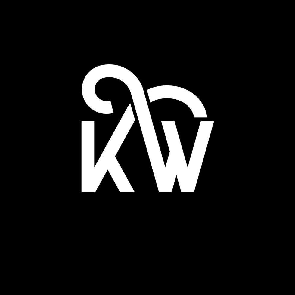 diseño de logotipo de letra kw sobre fondo negro. concepto de logotipo de letra de iniciales creativas kw. diseño de letra kw. kw diseño de letras blancas sobre fondo negro. logotipo de kw, kw vector