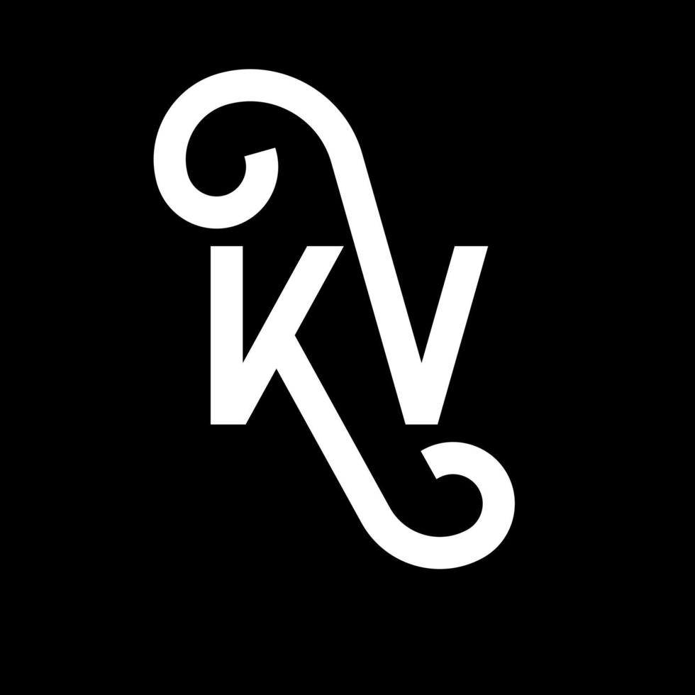 diseño del logotipo de la letra kv sobre fondo negro. concepto de logotipo de letra de iniciales creativas kv. diseño de letras kv. kv diseño de letras blancas sobre fondo negro. kv, logotipo de kv vector