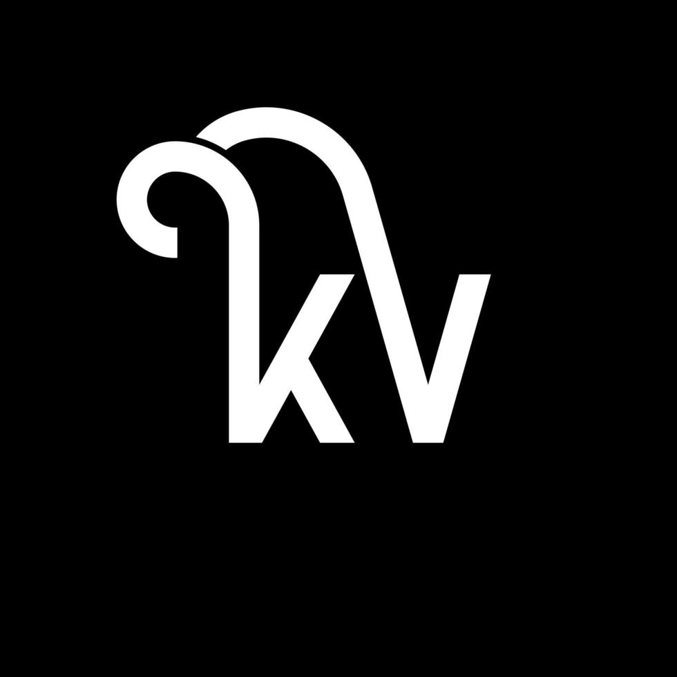 diseño del logotipo de la letra kv sobre fondo negro. concepto de logotipo de letra de iniciales creativas kv. diseño de letras kv. kv diseño de letras blancas sobre fondo negro. kv, logotipo de kv vector