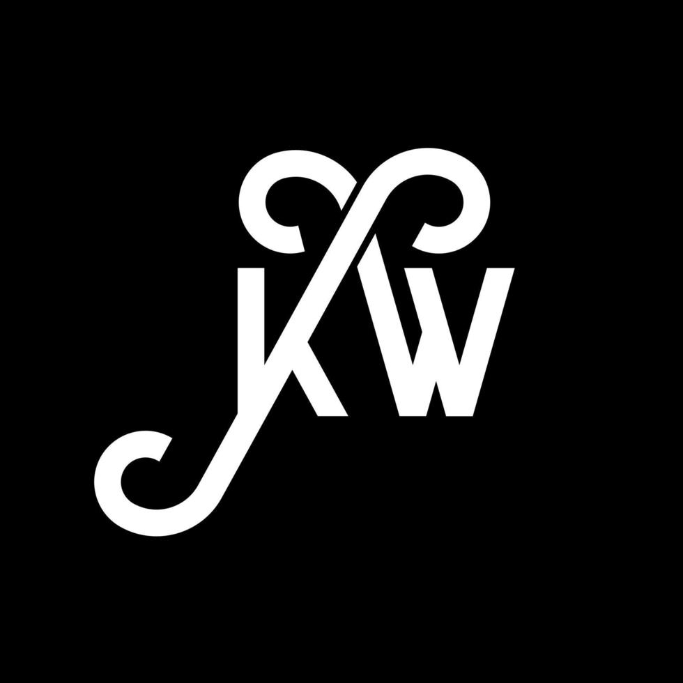 diseño de logotipo de letra kw sobre fondo negro. concepto de logotipo de letra de iniciales creativas kw. diseño de letra kw. kw diseño de letras blancas sobre fondo negro. logotipo de kw, kw vector