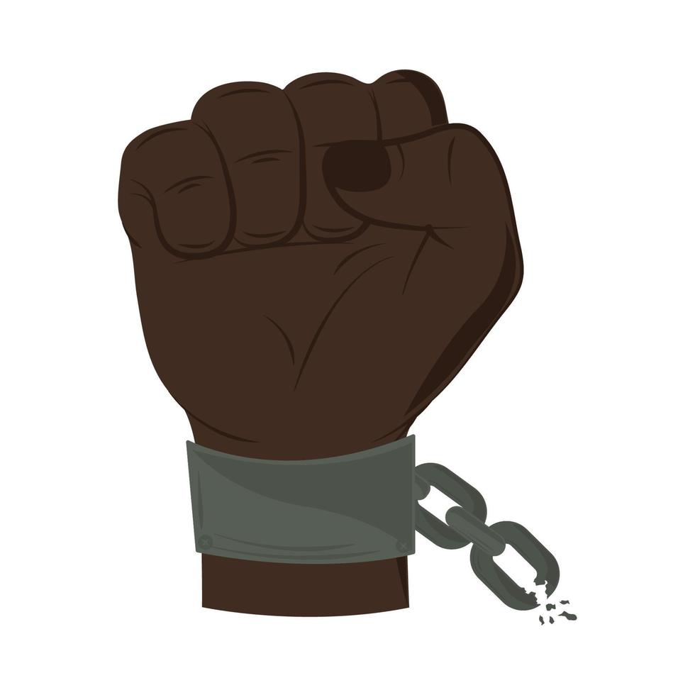 black raised hand with chain vector