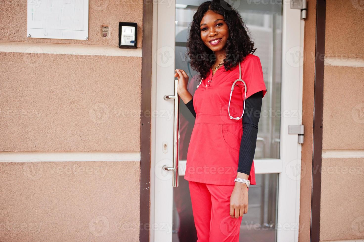 African american female paramedic doctor. photo