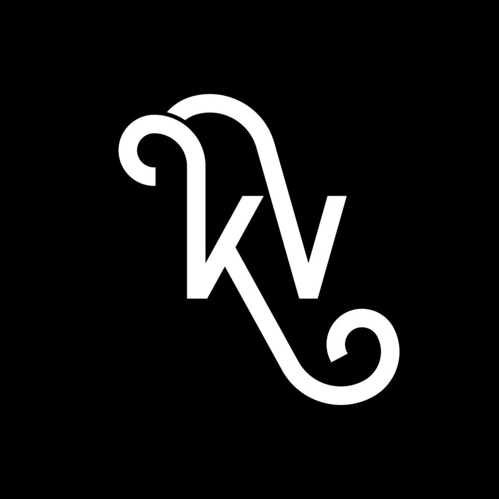 diseño del logotipo de la letra kv sobre fondo negro. concepto de logotipo de letra de iniciales creativas kv. diseño de letras kv. kv diseño de letras blancas sobre fondo negro. kv, logotipo de kv vector