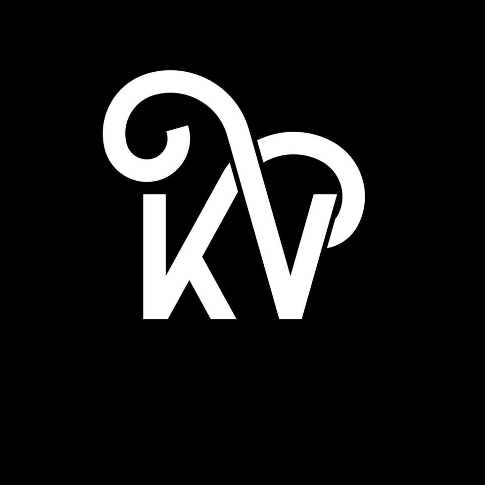 diseño del logotipo de la letra kv sobre fondo negro. concepto de logotipo de letra de iniciales creativas kv. diseño de letras kv. kv diseño de letras blancas sobre fondo negro. kv, logotipo de kv vector