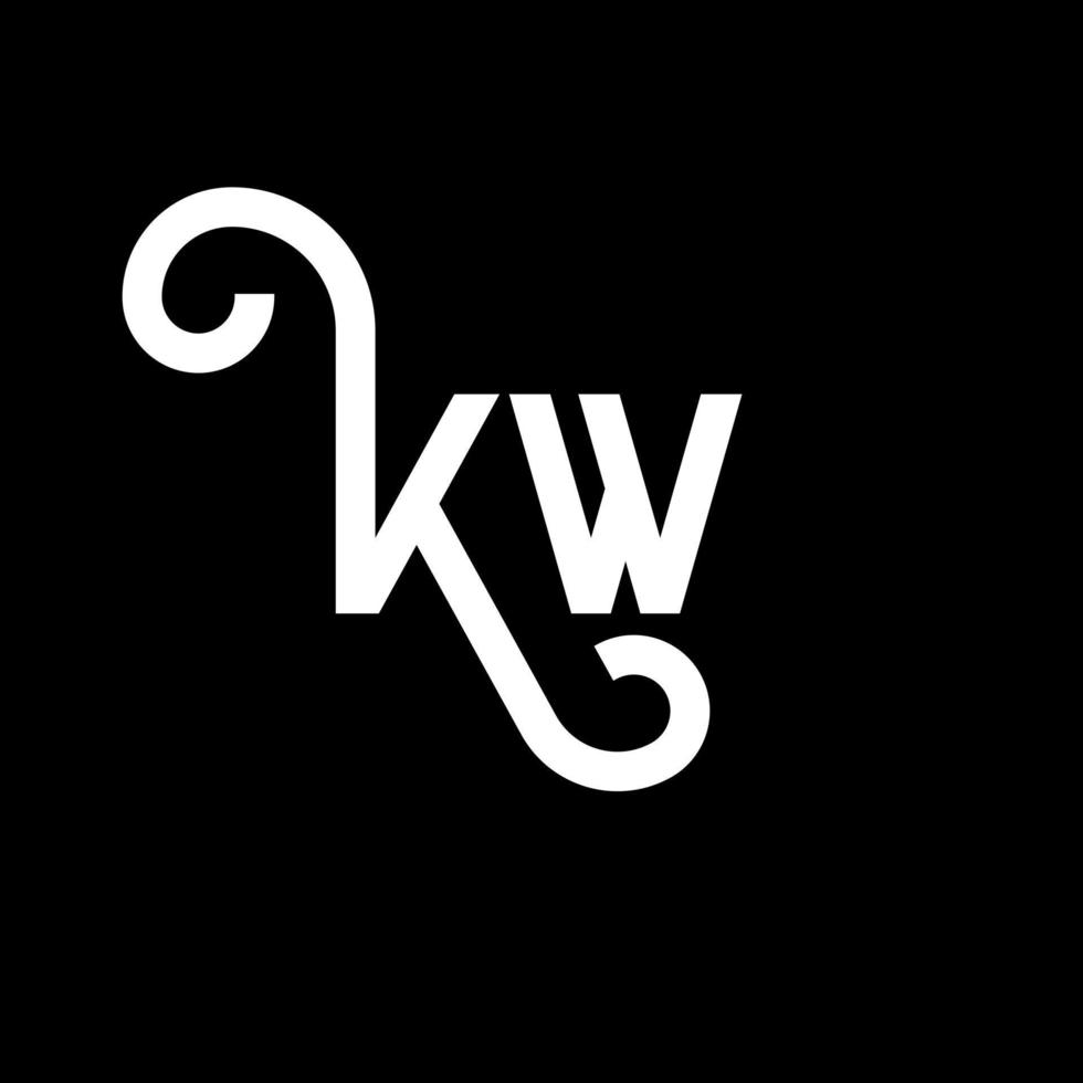 diseño de logotipo de letra kw sobre fondo negro. concepto de logotipo de letra de iniciales creativas kw. diseño de letra kw. kw diseño de letras blancas sobre fondo negro. logotipo de kw, kw vector