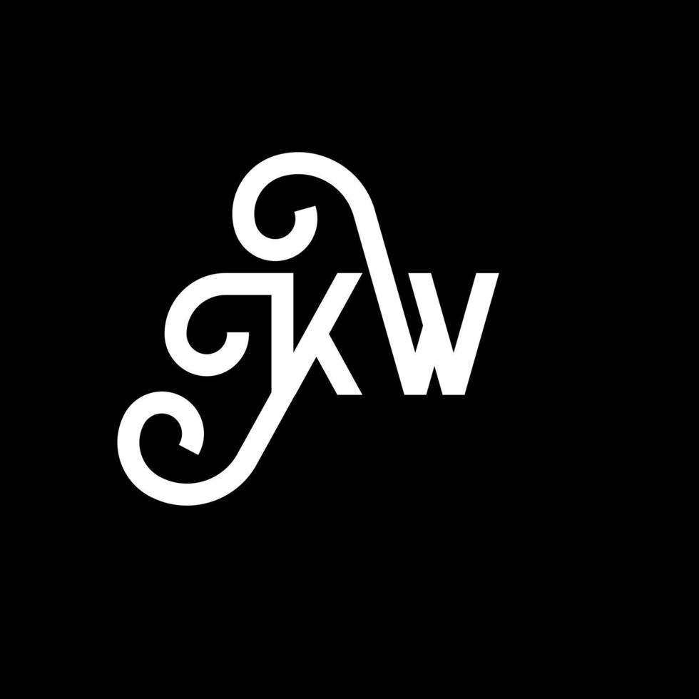 diseño de logotipo de letra kw sobre fondo negro. concepto de logotipo de letra de iniciales creativas kw. diseño de letra kw. kw diseño de letras blancas sobre fondo negro. logotipo de kw, kw vector