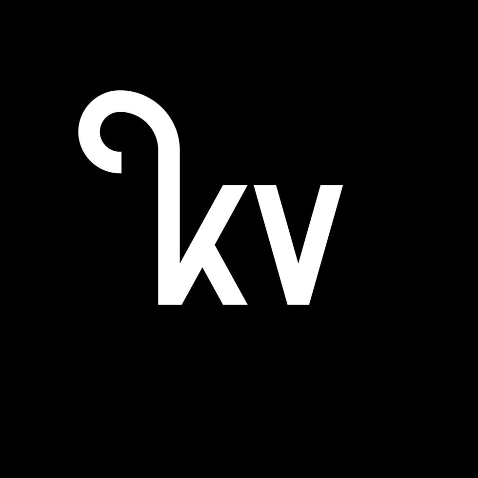 diseño del logotipo de la letra kv sobre fondo negro. concepto de logotipo de letra de iniciales creativas kv. diseño de letras kv. kv diseño de letras blancas sobre fondo negro. kv, logotipo de kv vector