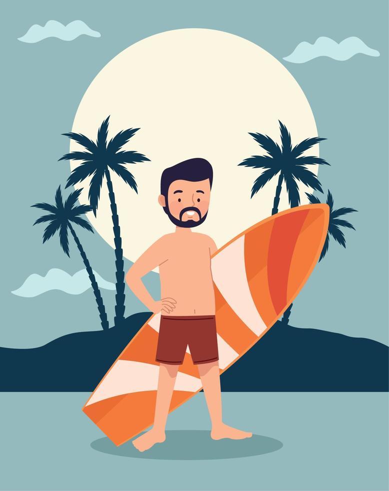 surfer on the beach vector