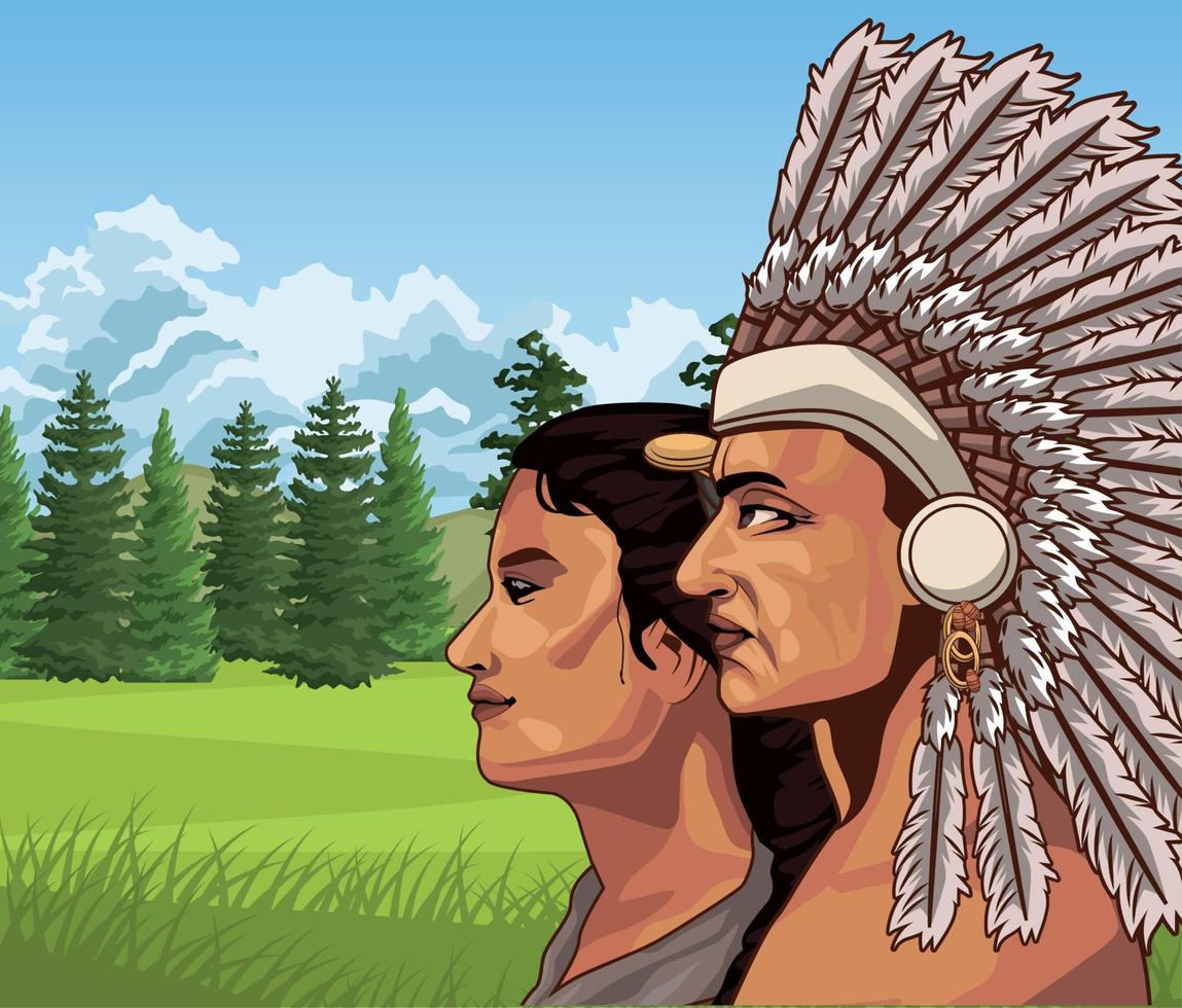 natives couple profiles vector