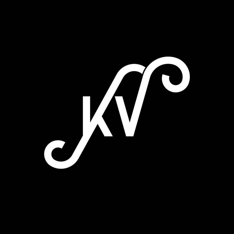 diseño del logotipo de la letra kv sobre fondo negro. concepto de logotipo de letra de iniciales creativas kv. diseño de letras kv. kv diseño de letras blancas sobre fondo negro. kv, logotipo de kv vector