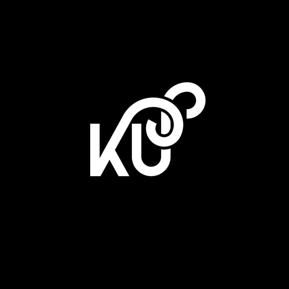 diseño de logotipo de letra ku sobre fondo negro. concepto creativo del logotipo de la letra de las iniciales ku. diseño de letras ku. ku diseño de letras blancas sobre fondo negro. logotipo de ku, ku vector