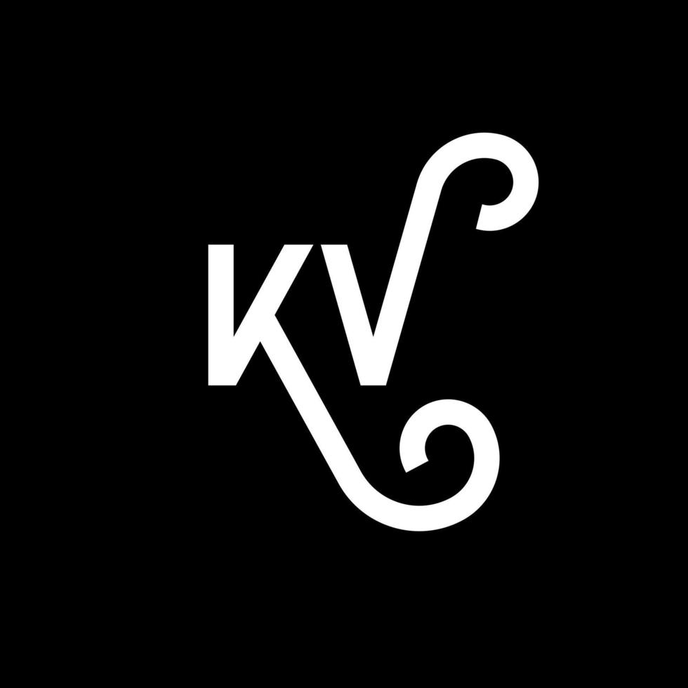 diseño del logotipo de la letra kv sobre fondo negro. concepto de logotipo de letra de iniciales creativas kv. diseño de letras kv. kv diseño de letras blancas sobre fondo negro. kv, logotipo de kv vector