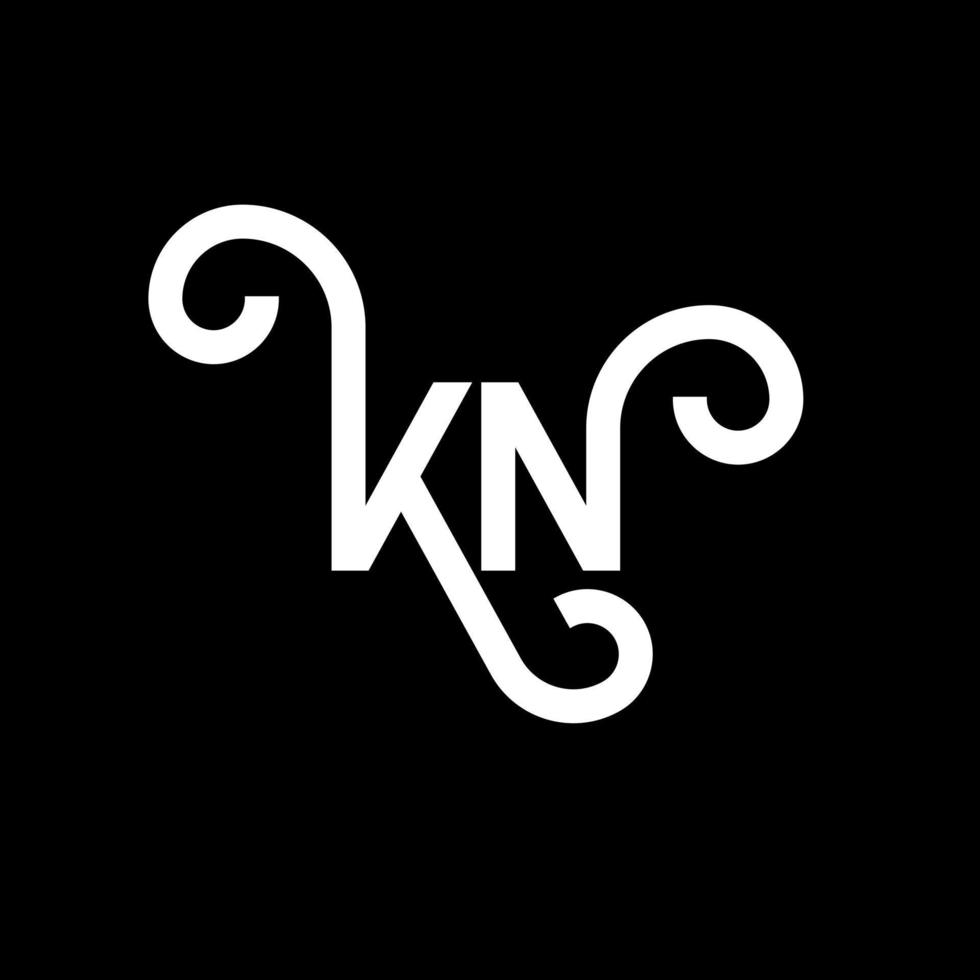 diseño de logotipo de letra kn sobre fondo negro. concepto de logotipo de letra de iniciales creativas kn. diseño de letras kn. kn diseño de letras blancas sobre fondo negro. kn, logotipo de kn vector