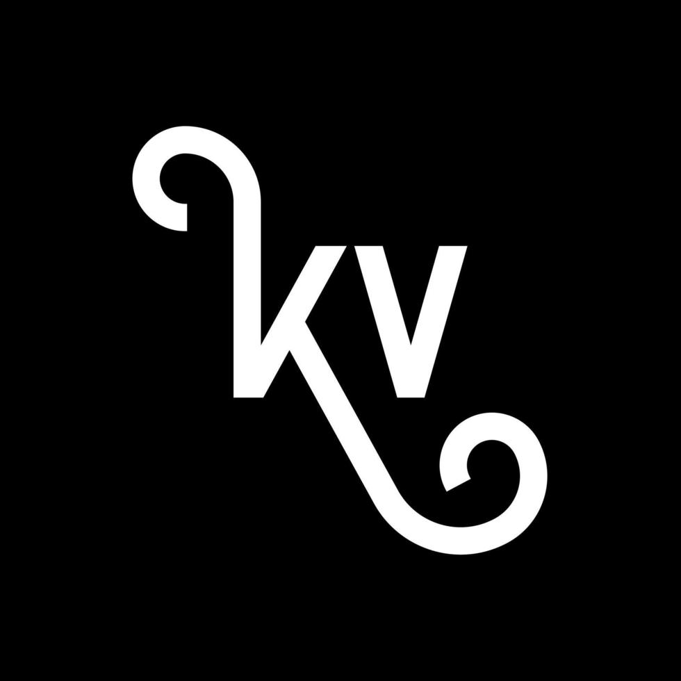 diseño del logotipo de la letra kv sobre fondo negro. concepto de logotipo de letra de iniciales creativas kv. diseño de letras kv. kv diseño de letras blancas sobre fondo negro. kv, logotipo de kv vector