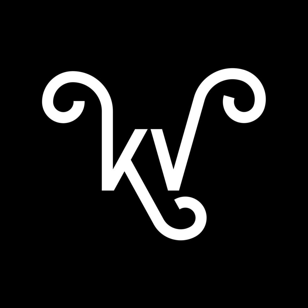 diseño del logotipo de la letra kv sobre fondo negro. concepto de logotipo de letra de iniciales creativas kv. diseño de letras kv. kv diseño de letras blancas sobre fondo negro. kv, logotipo de kv vector