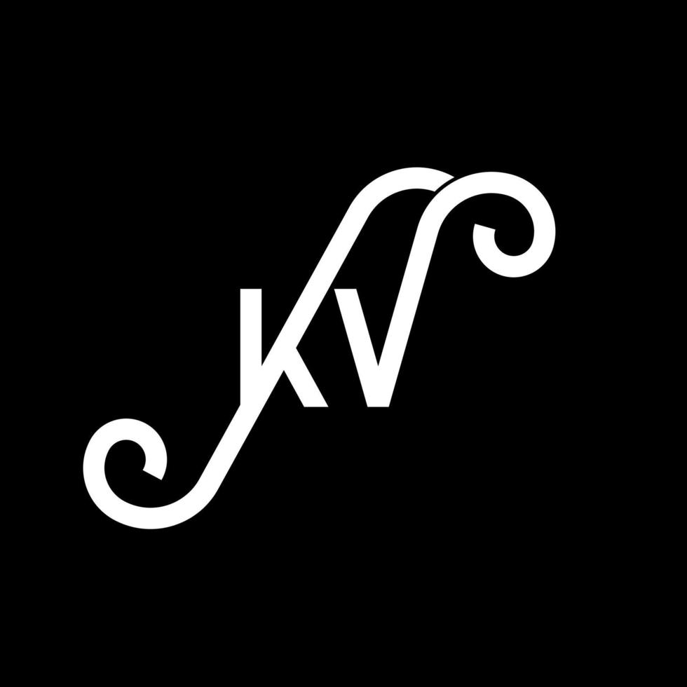 diseño del logotipo de la letra kv sobre fondo negro. concepto de logotipo de letra de iniciales creativas kv. diseño de letras kv. kv diseño de letras blancas sobre fondo negro. kv, logotipo de kv vector