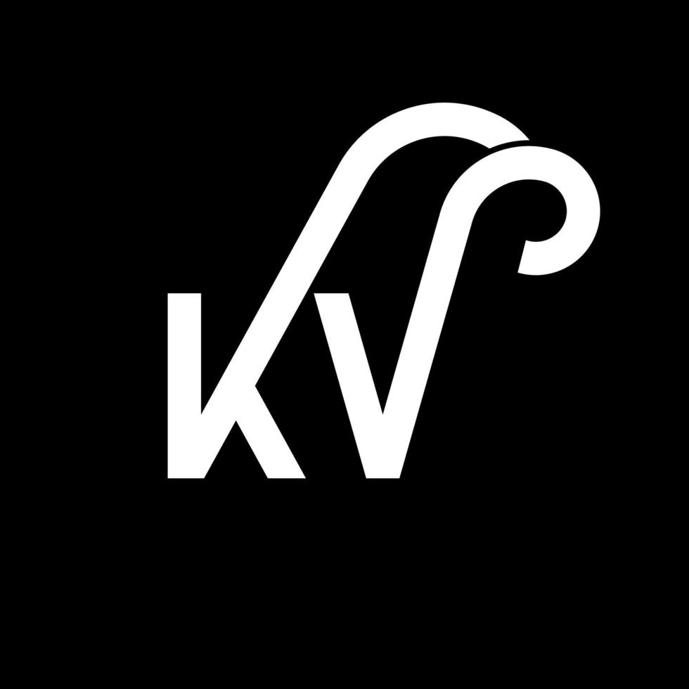 diseño del logotipo de la letra kv sobre fondo negro. concepto de logotipo de letra de iniciales creativas kv. diseño de letras kv. kv diseño de letras blancas sobre fondo negro. kv, logotipo de kv vector