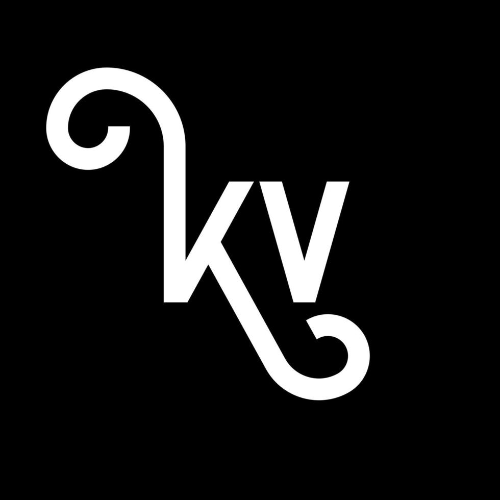 diseño del logotipo de la letra kv sobre fondo negro. concepto de logotipo de letra de iniciales creativas kv. diseño de letras kv. kv diseño de letras blancas sobre fondo negro. kv, logotipo de kv vector