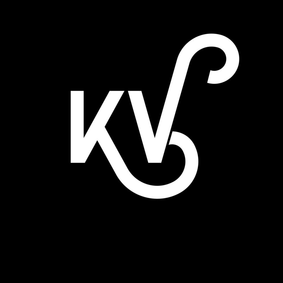 diseño del logotipo de la letra kv sobre fondo negro. concepto de logotipo de letra de iniciales creativas kv. diseño de letras kv. kv diseño de letras blancas sobre fondo negro. kv, logotipo de kv vector