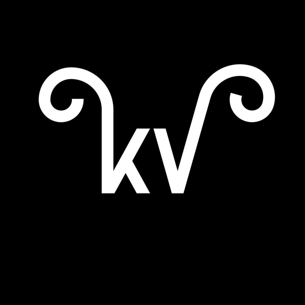 diseño del logotipo de la letra kv sobre fondo negro. concepto de logotipo de letra de iniciales creativas kv. diseño de letras kv. kv diseño de letras blancas sobre fondo negro. kv, logotipo de kv vector