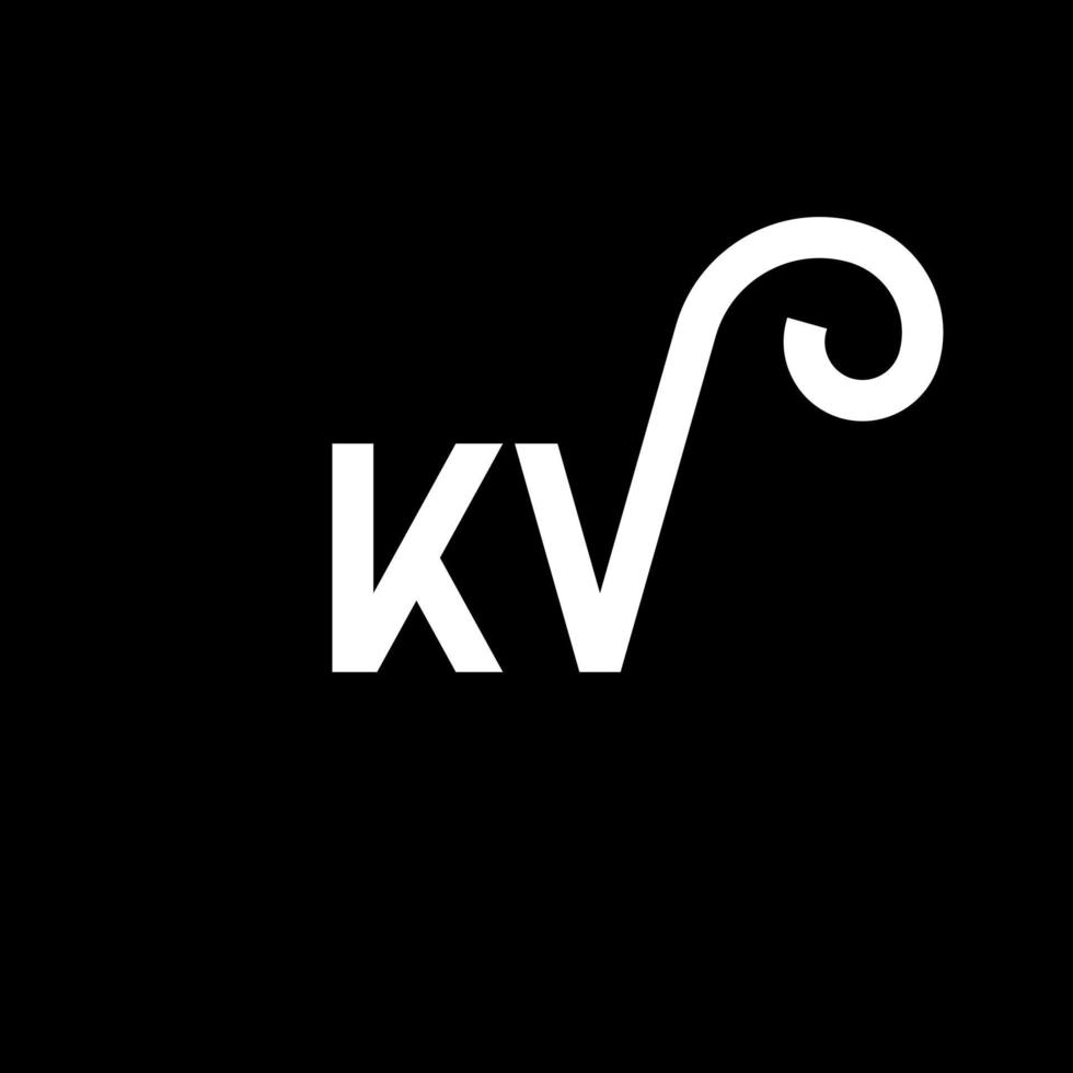 diseño del logotipo de la letra kv sobre fondo negro. concepto de logotipo de letra de iniciales creativas kv. diseño de letras kv. kv diseño de letras blancas sobre fondo negro. kv, logotipo de kv vector