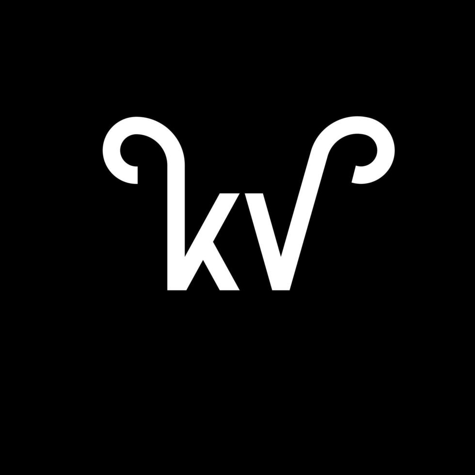 diseño del logotipo de la letra kv sobre fondo negro. concepto de logotipo de letra de iniciales creativas kv. diseño de letras kv. kv diseño de letras blancas sobre fondo negro. kv, logotipo de kv vector