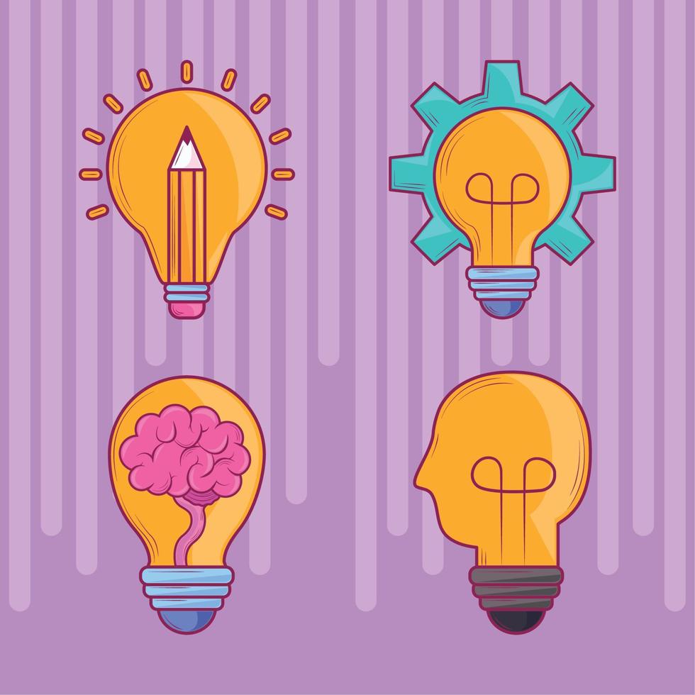 brain, bulb creativity vector