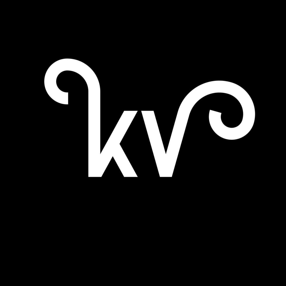 diseño del logotipo de la letra kv sobre fondo negro. concepto de logotipo de letra de iniciales creativas kv. diseño de letras kv. kv diseño de letras blancas sobre fondo negro. kv, logotipo de kv vector