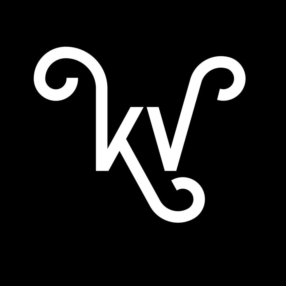 diseño del logotipo de la letra kv sobre fondo negro. concepto de logotipo de letra de iniciales creativas kv. diseño de letras kv. kv diseño de letras blancas sobre fondo negro. kv, logotipo de kv vector