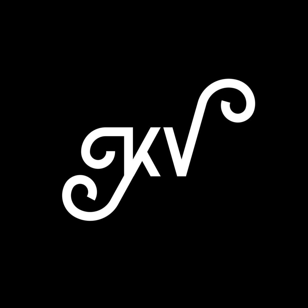 diseño del logotipo de la letra kv sobre fondo negro. concepto de logotipo de letra de iniciales creativas kv. diseño de letras kv. kv diseño de letras blancas sobre fondo negro. kv, logotipo de kv vector