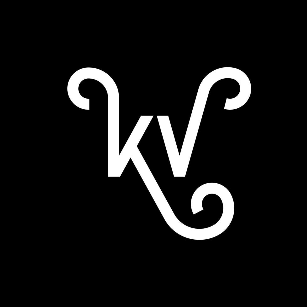 diseño del logotipo de la letra kv sobre fondo negro. concepto de logotipo de letra de iniciales creativas kv. diseño de letras kv. kv diseño de letras blancas sobre fondo negro. kv, logotipo de kv vector