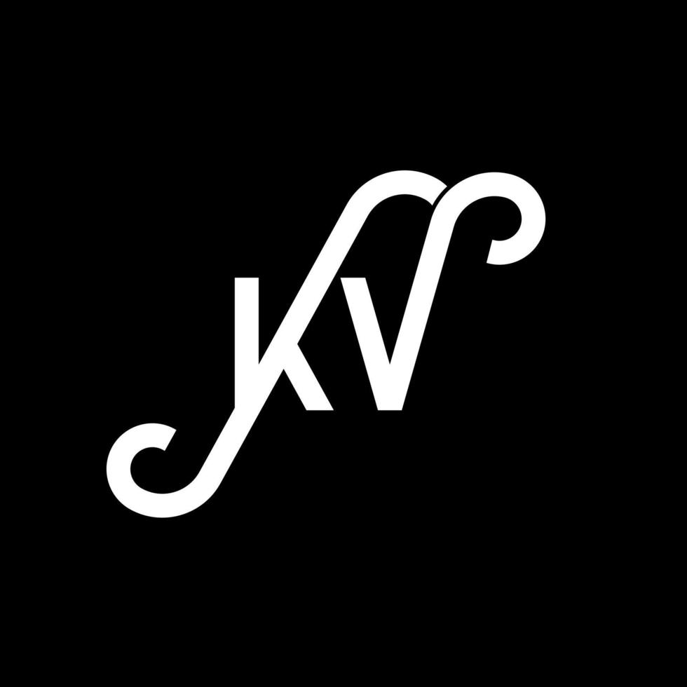 diseño del logotipo de la letra kv sobre fondo negro. concepto de logotipo de letra de iniciales creativas kv. diseño de letras kv. kv diseño de letras blancas sobre fondo negro. kv, logotipo de kv vector