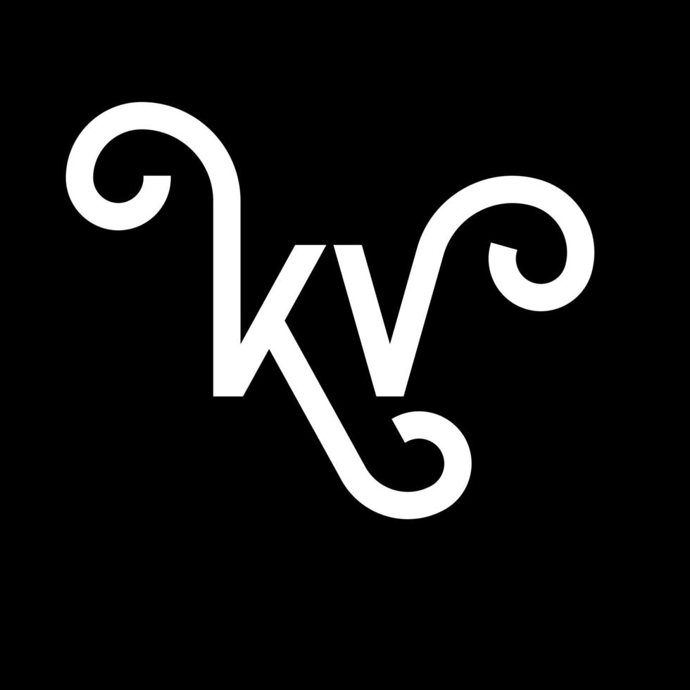 diseño del logotipo de la letra kv sobre fondo negro. concepto de logotipo de letra de iniciales creativas kv. diseño de letras kv. kv diseño de letras blancas sobre fondo negro. kv, logotipo de kv vector