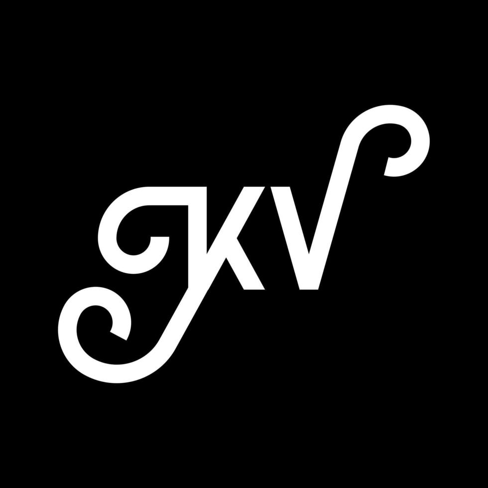 diseño del logotipo de la letra kv sobre fondo negro. concepto de logotipo de letra de iniciales creativas kv. diseño de letras kv. kv diseño de letras blancas sobre fondo negro. kv, logotipo de kv vector