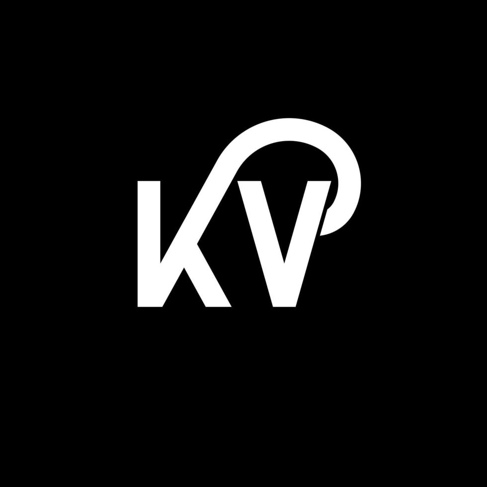 diseño del logotipo de la letra kv sobre fondo negro. concepto de logotipo de letra de iniciales creativas kv. diseño de letras kv. kv diseño de letras blancas sobre fondo negro. kv, logotipo de kv vector