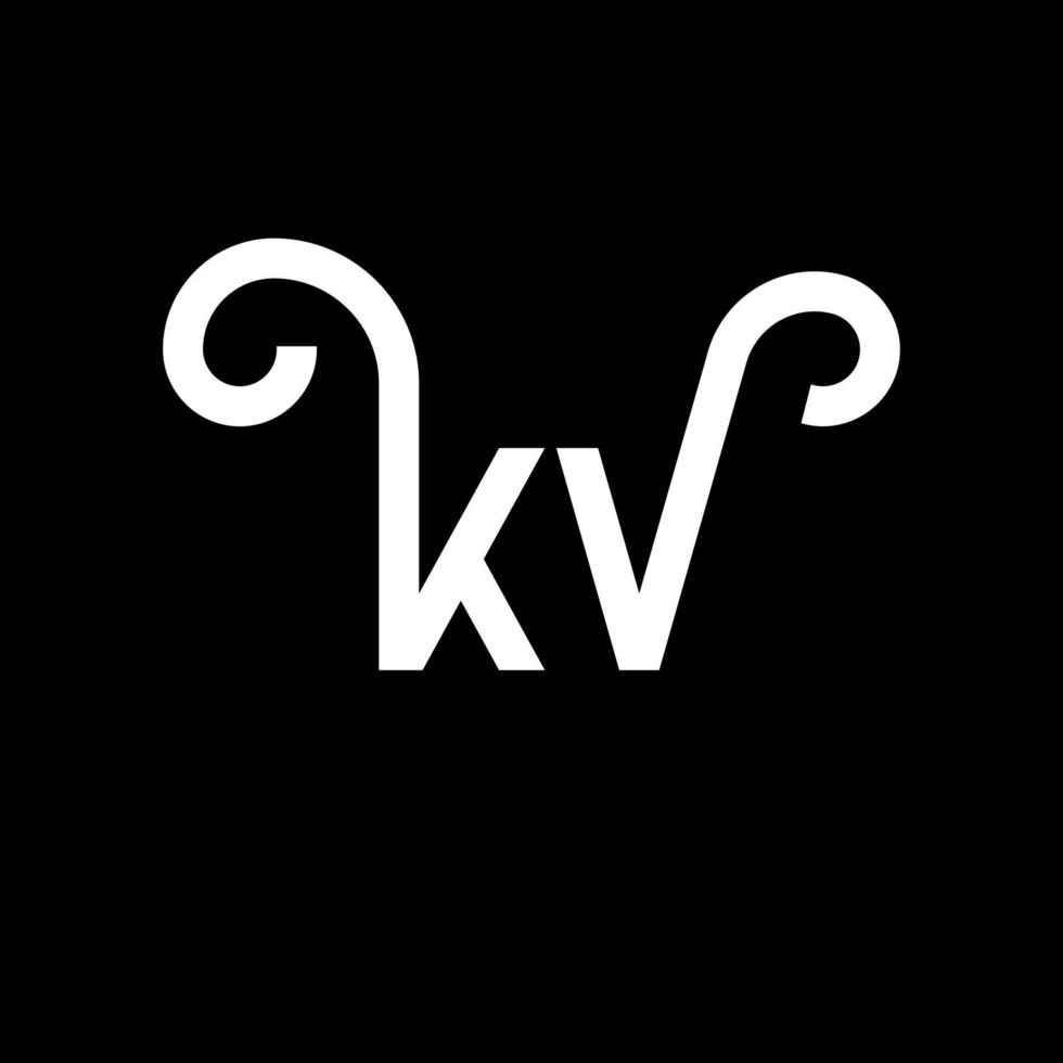 diseño del logotipo de la letra kv sobre fondo negro. concepto de logotipo de letra de iniciales creativas kv. diseño de letras kv. kv diseño de letras blancas sobre fondo negro. kv, logotipo de kv vector