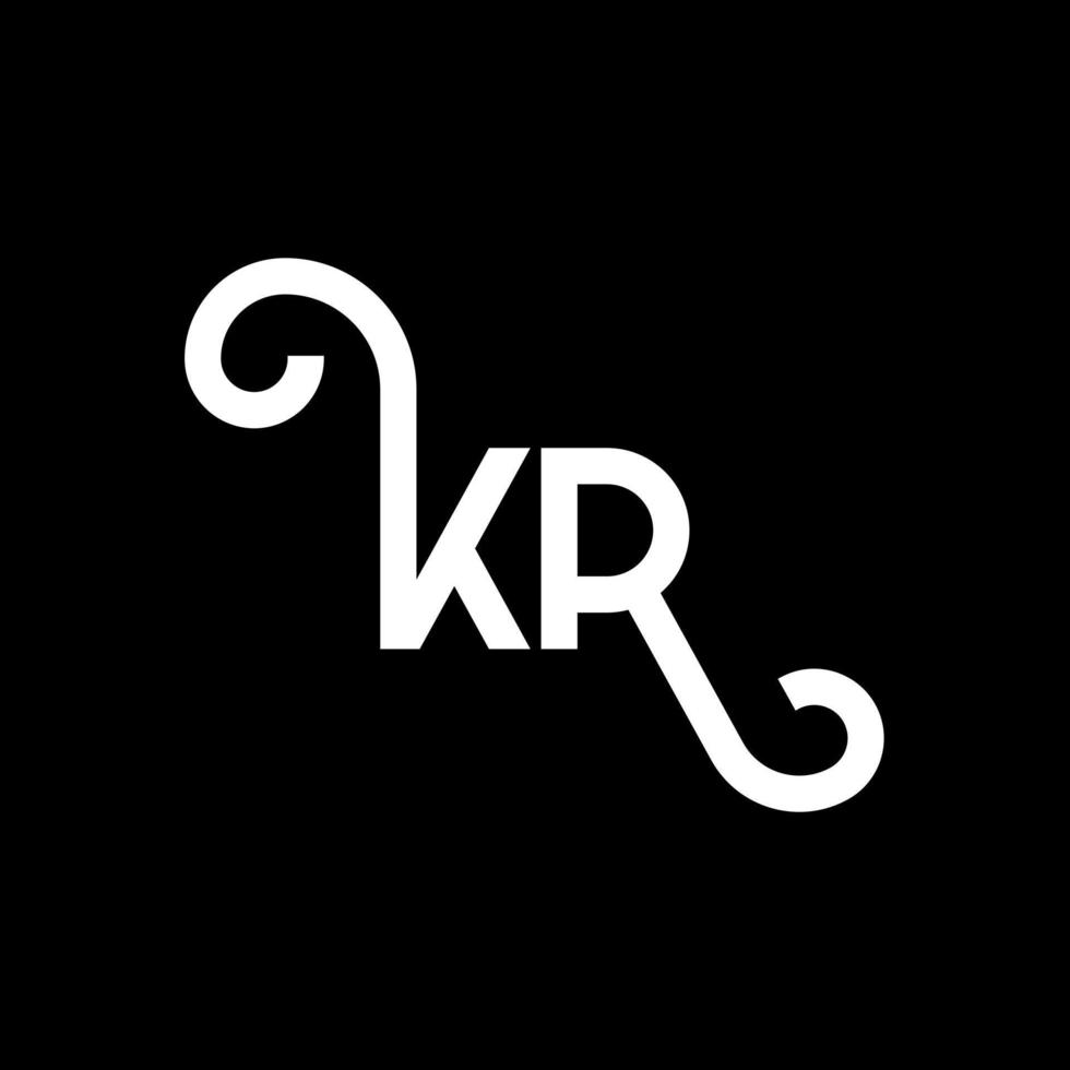 diseño del logotipo de la letra kr sobre fondo negro. concepto de logotipo de letra de iniciales creativas kr. diseño de letras kr. kr diseño de letras blancas sobre fondo negro. kr, logotipo de kr vector