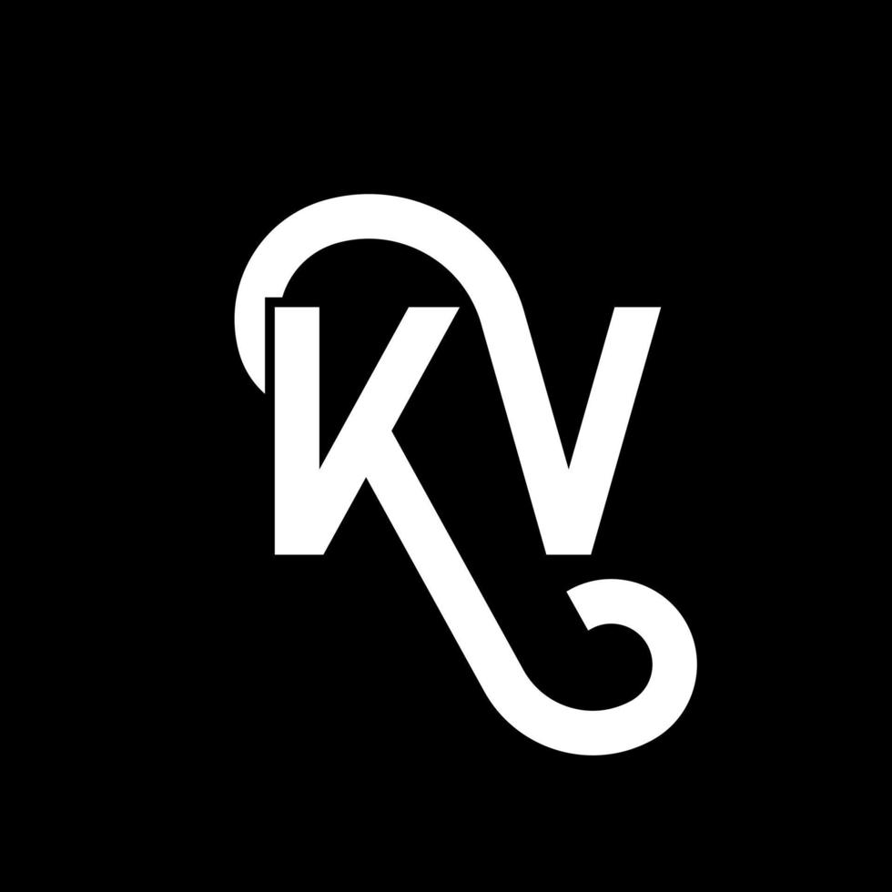 diseño del logotipo de la letra kv sobre fondo negro. concepto de logotipo de letra de iniciales creativas kv. diseño de letras kv. kv diseño de letras blancas sobre fondo negro. kv, logotipo de kv vector