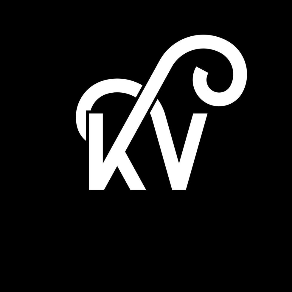 diseño del logotipo de la letra kv sobre fondo negro. concepto de logotipo de letra de iniciales creativas kv. diseño de letras kv. kv diseño de letras blancas sobre fondo negro. kv, logotipo de kv vector