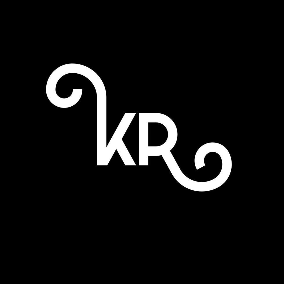 diseño de logotipo de letra kr sobre fondo negro. concepto de logotipo de letra de iniciales creativas kr. diseño de letras kr. kr diseño de letras blancas sobre fondo negro. kr, logotipo de kr vector