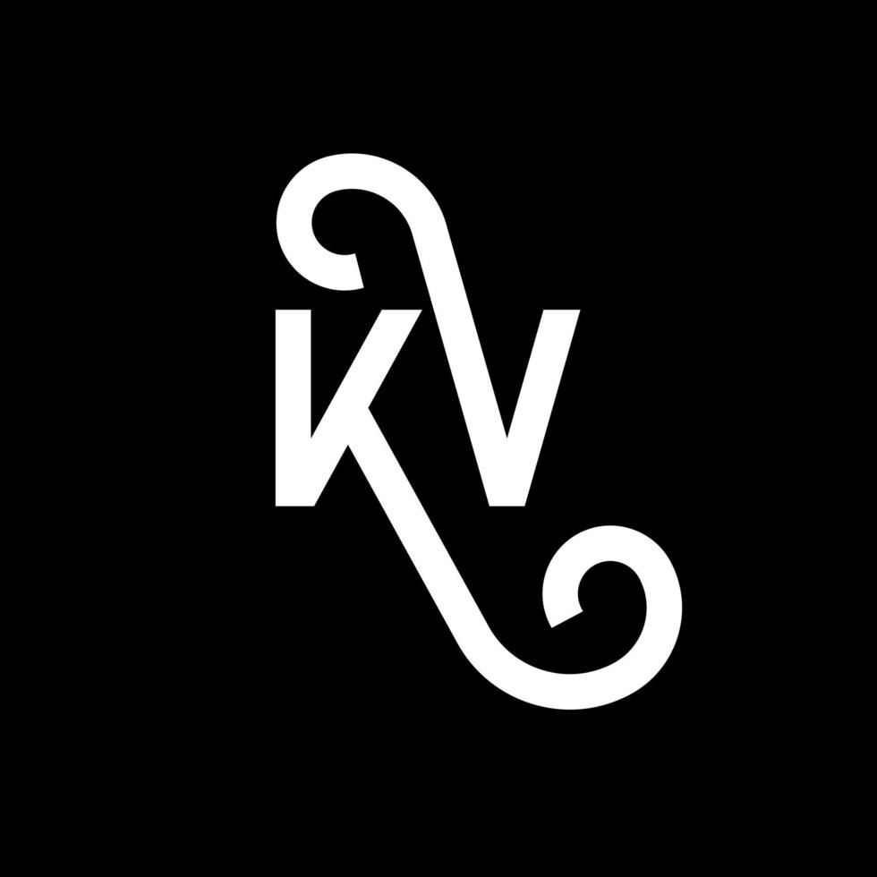 diseño del logotipo de la letra kv sobre fondo negro. concepto de logotipo de letra de iniciales creativas kv. diseño de letras kv. kv diseño de letras blancas sobre fondo negro. kv, logotipo de kv vector