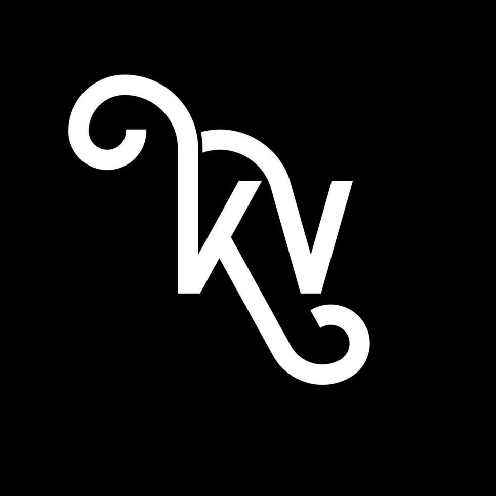 diseño del logotipo de la letra kv sobre fondo negro. concepto de logotipo de letra de iniciales creativas kv. diseño de letras kv. kv diseño de letras blancas sobre fondo negro. kv, logotipo de kv vector