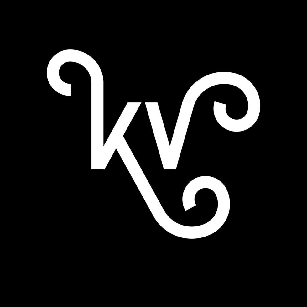 diseño del logotipo de la letra kv sobre fondo negro. concepto de logotipo de letra de iniciales creativas kv. diseño de letras kv. kv diseño de letras blancas sobre fondo negro. kv, logotipo de kv vector