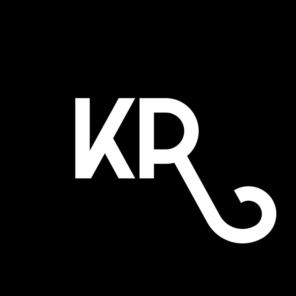 diseño de logotipo de letra kr sobre fondo negro. concepto de logotipo de letra de iniciales creativas kr. diseño de letras kr. kr diseño de letras blancas sobre fondo negro. kr, logotipo de kr vector