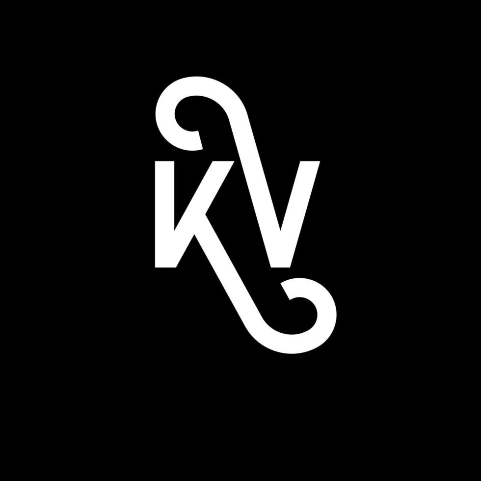 diseño del logotipo de la letra kv sobre fondo negro. concepto de logotipo de letra de iniciales creativas kv. diseño de letras kv. kv diseño de letras blancas sobre fondo negro. kv, logotipo de kv vector