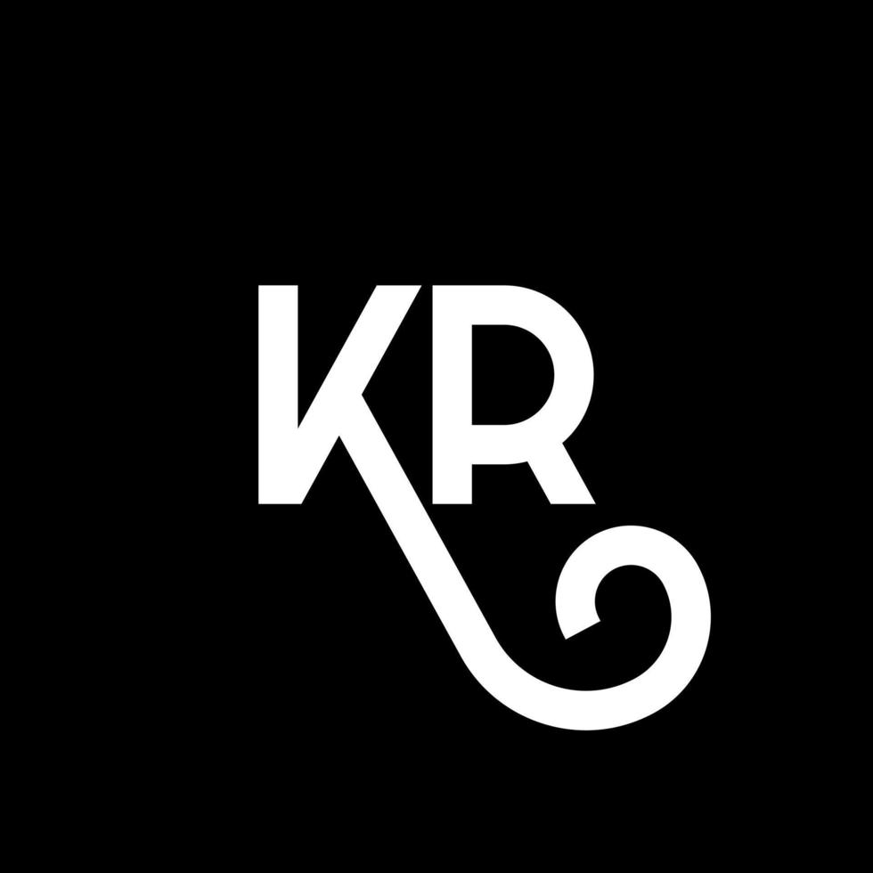 diseño de logotipo de letra kr sobre fondo negro. concepto de logotipo de letra de iniciales creativas kr. diseño de letras kr. kr diseño de letras blancas sobre fondo negro. kr, logotipo de kr vector